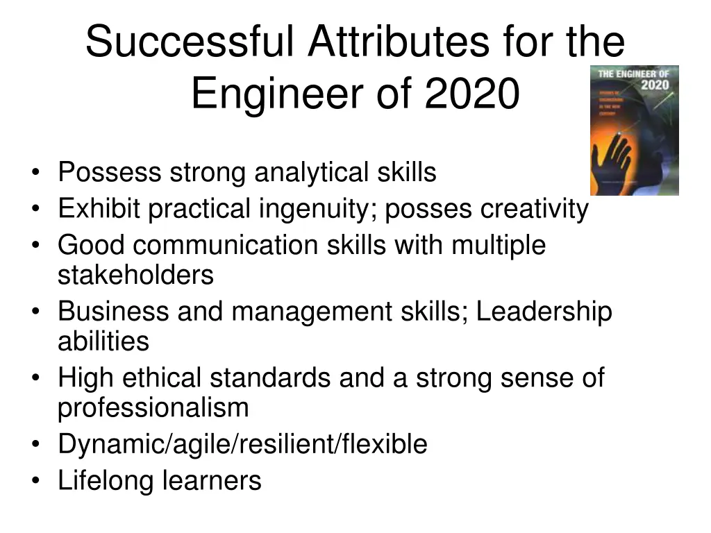 successful attributes for the engineer of 2020