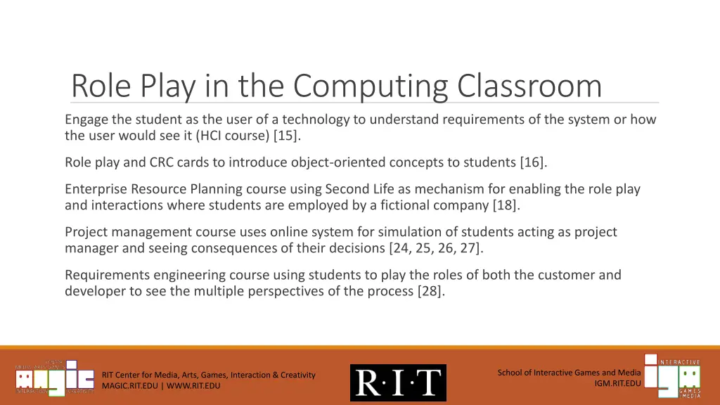 role play in the computing classroom engage