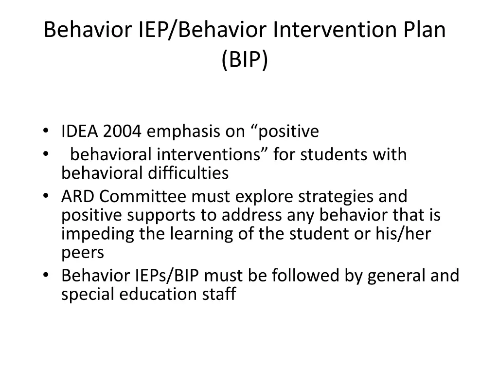 behavior iep behavior intervention plan bip