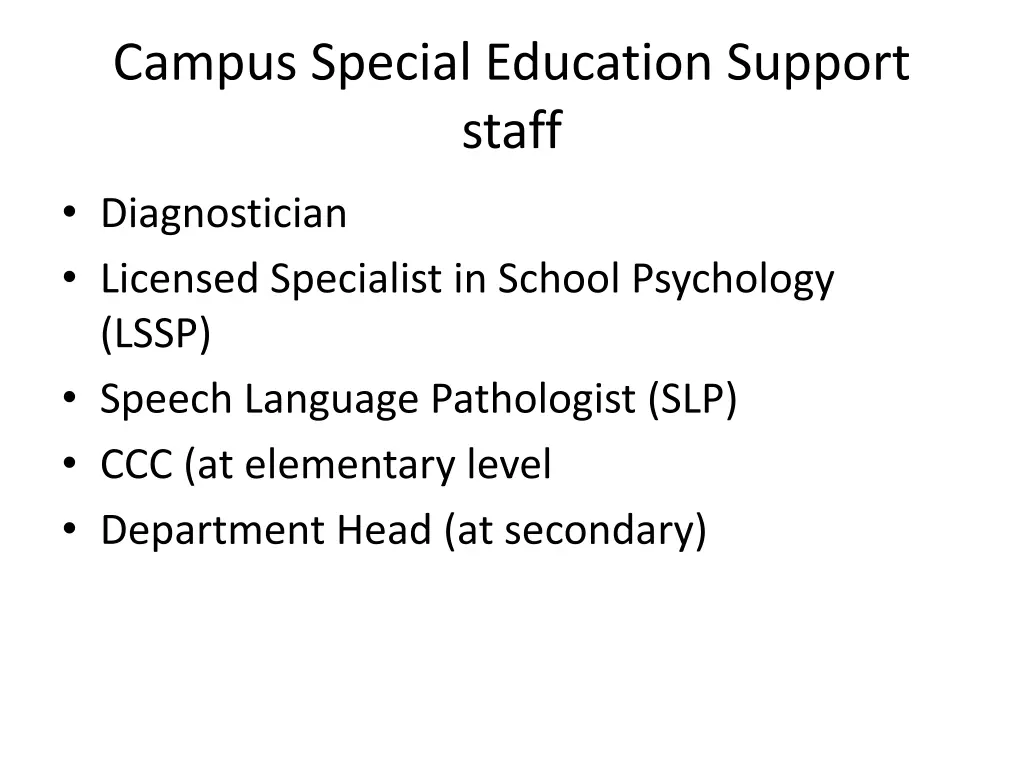 campus special education support staff