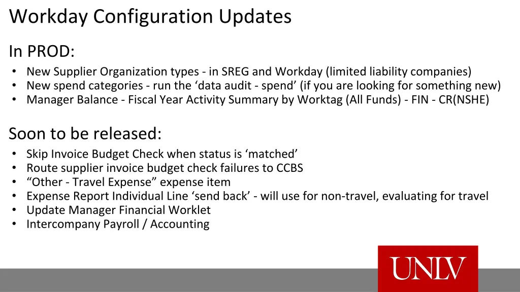 workday configuration updates