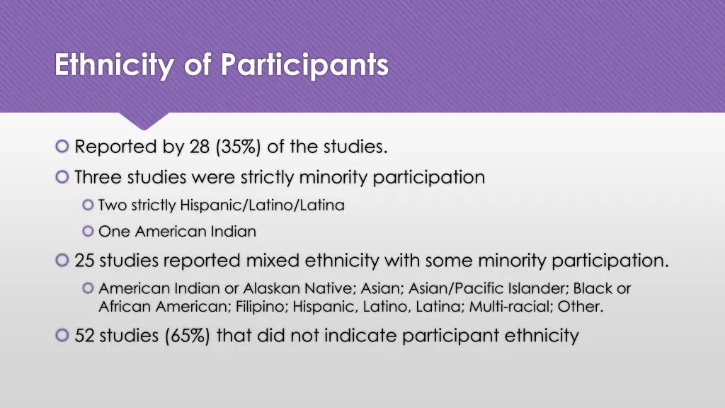 ethnicity of participants