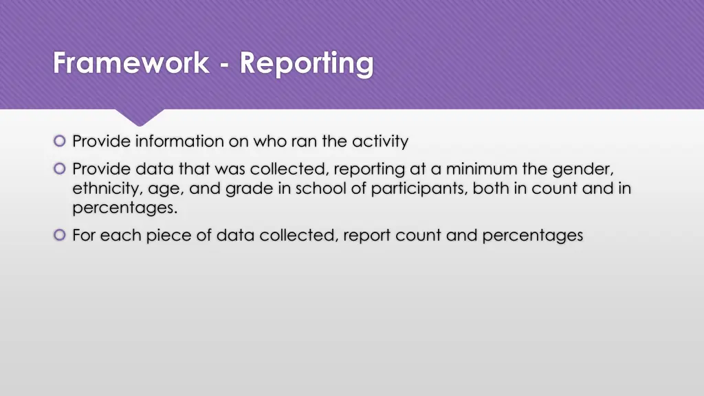 framework reporting 1