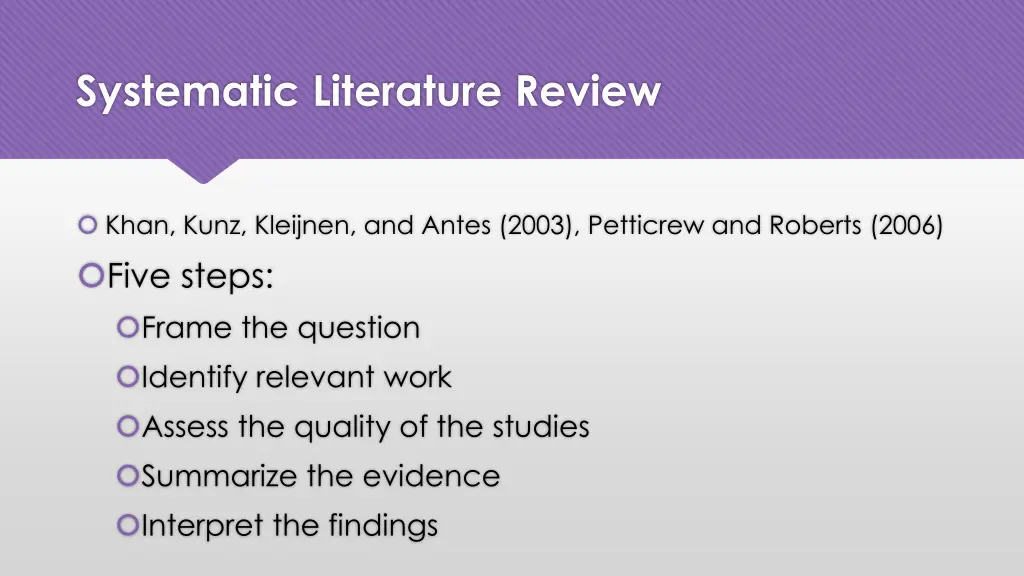 systematic literature review