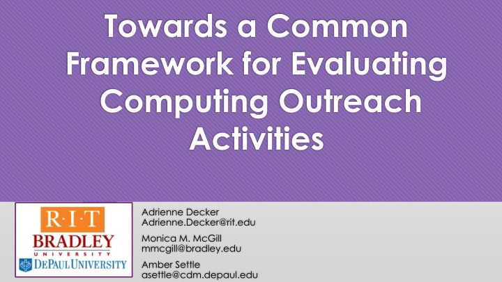 towards a common framework for evaluating