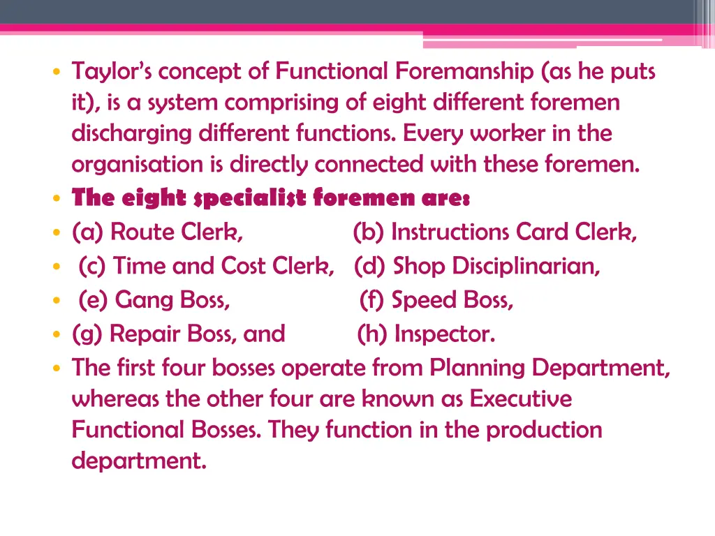 taylor s concept of functional foremanship