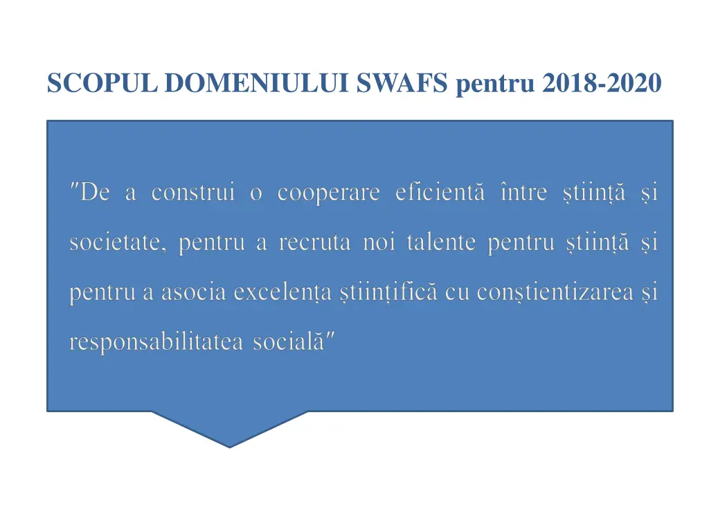 scopul domeniului swafs pentru 2018 2020