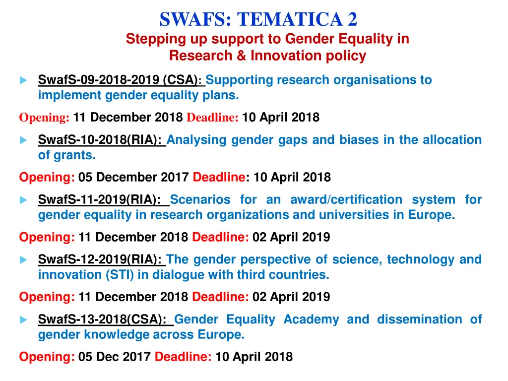 swafs tematica 2 stepping up support to gender