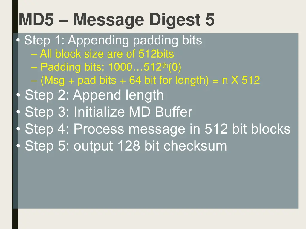 md5 message digest 5 step 1 appending padding