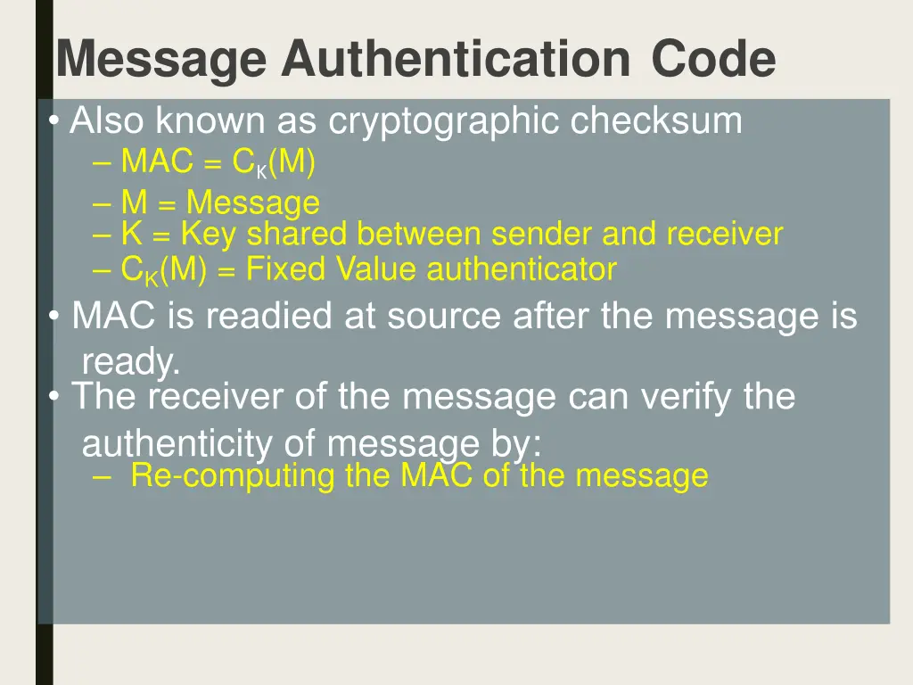 message authentication code also known