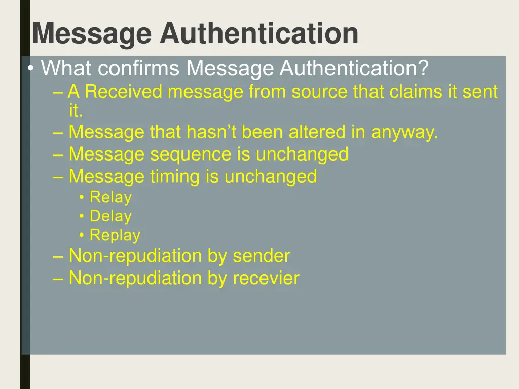 message authentication what confirms message