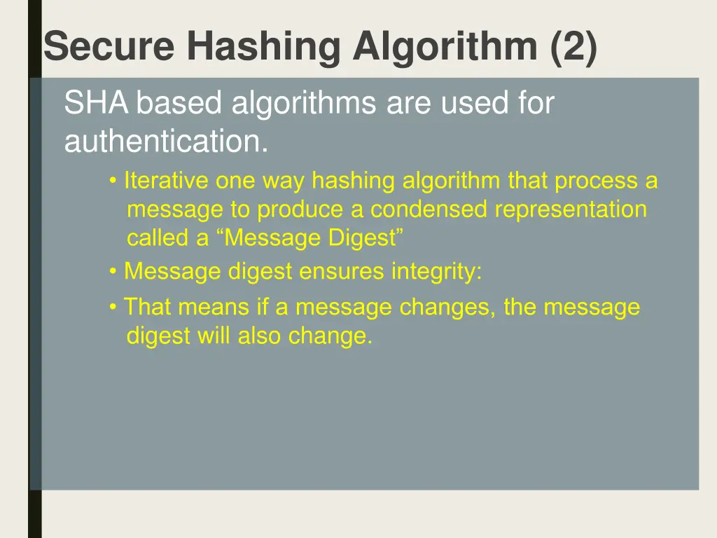 secure hashing algorithm 2 sha based algorithms