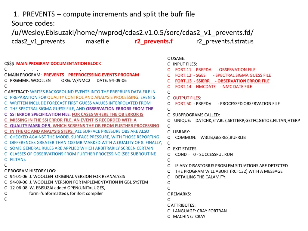 1 prevents compute increments and split the bufr