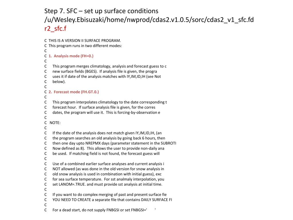 step 7 sfc set up surface conditions u wesley