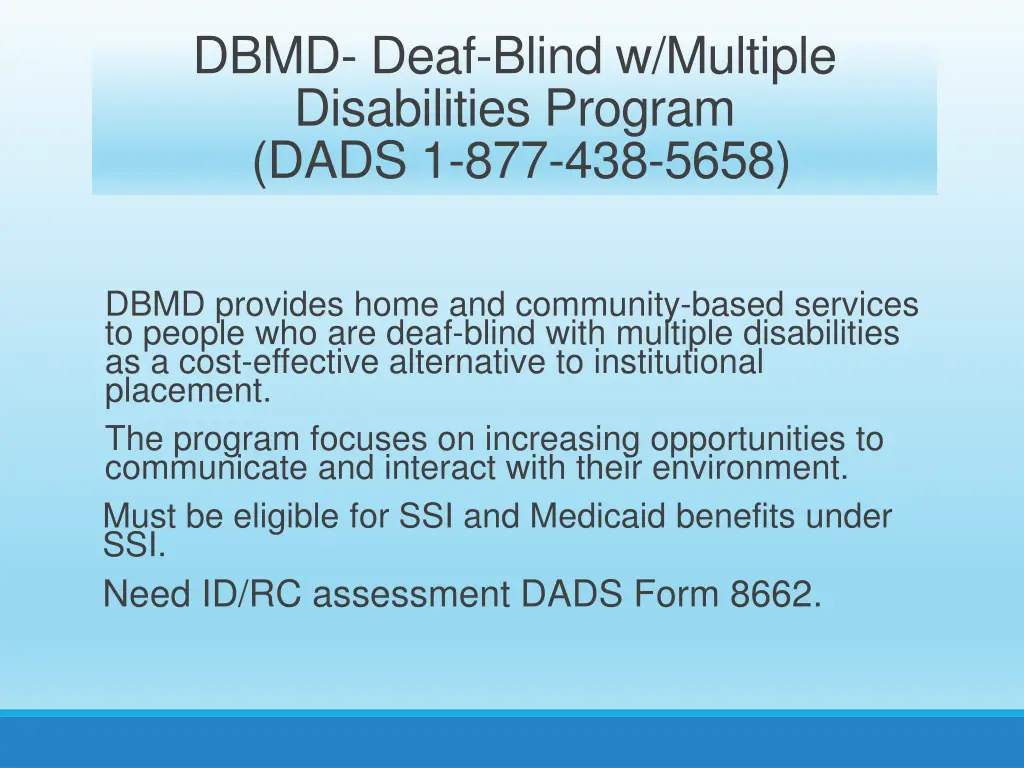 dbmd deaf blind w multiple disabilities program