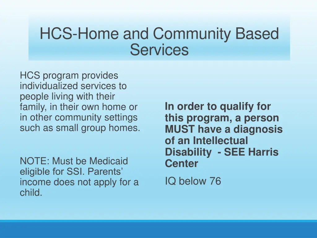 hcs home and community based services