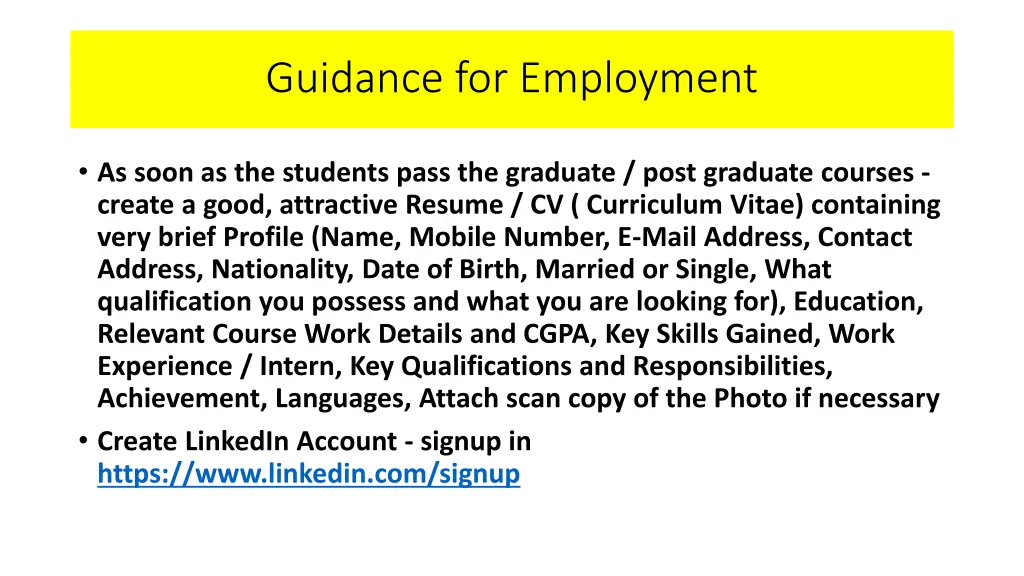 guidance for employment 1