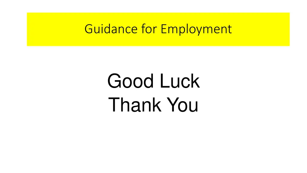 guidance for employment 2