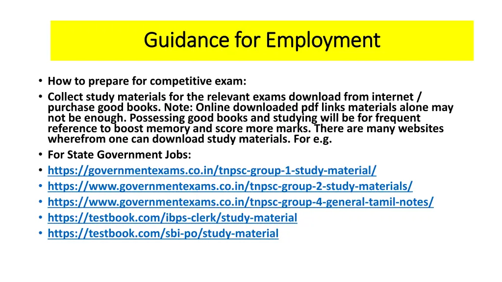 guidance for employment guidance for employment 5