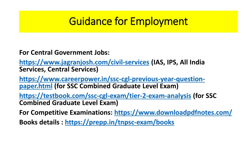 guidance for employment guidance for employment 6