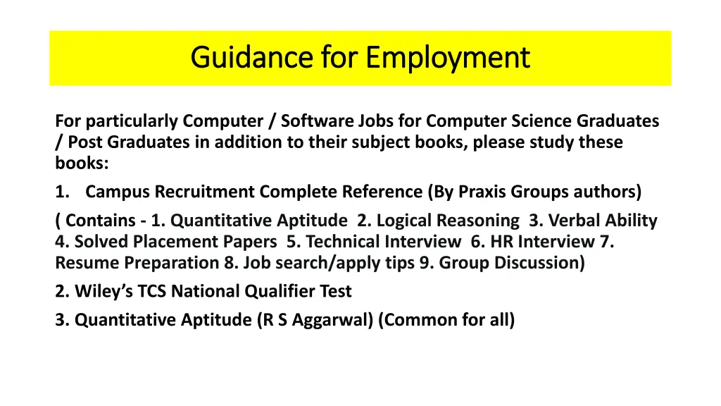 guidance for employment guidance for employment 7