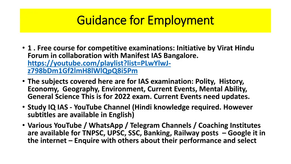 guidance for employment guidance for employment 8