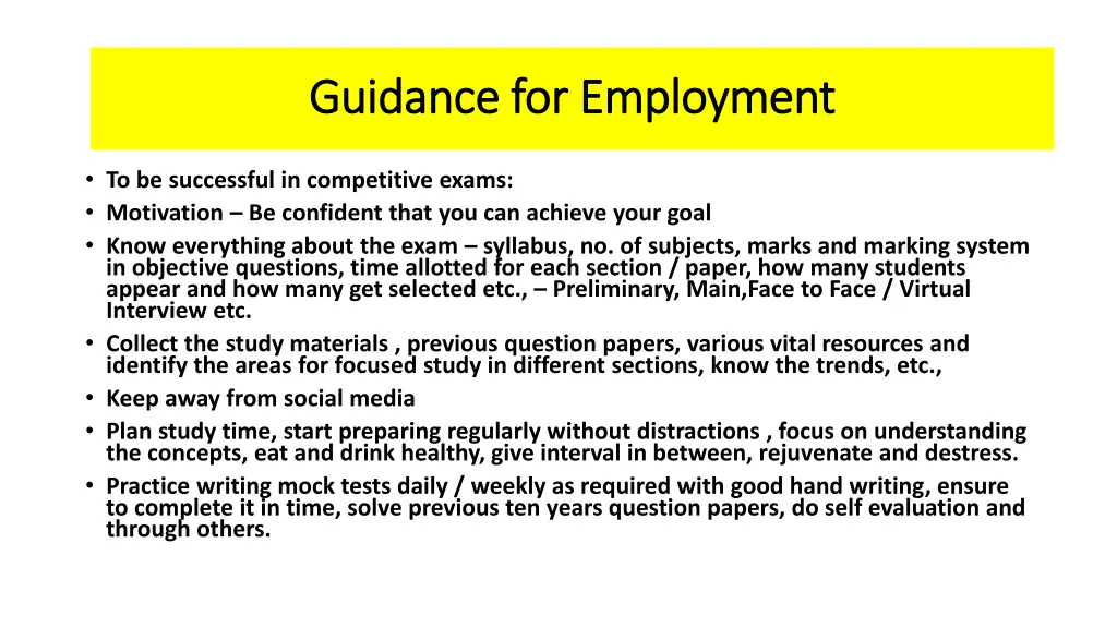 guidance for employment guidance for employment 9