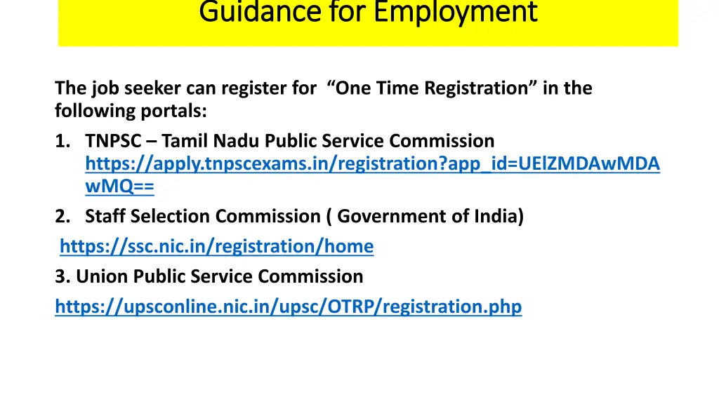 guidance for employment guidance for employment