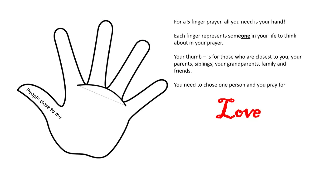 for a 5 finger prayer all you need is your hand