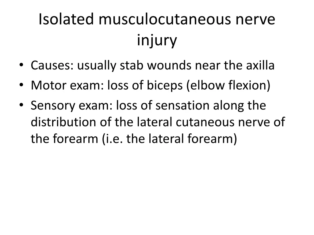 isolated musculocutaneous nerve injury