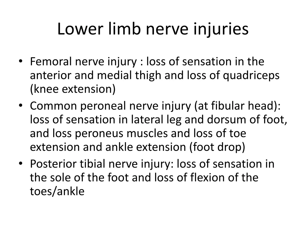 lower limb nerve injuries