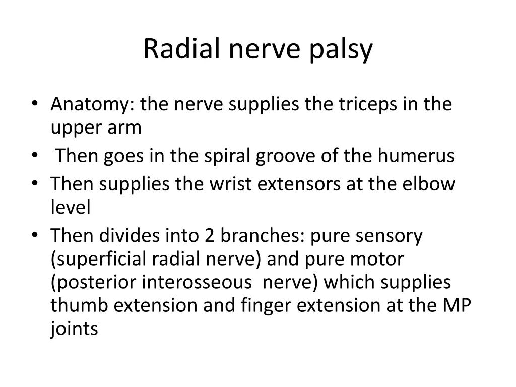 radial nerve palsy