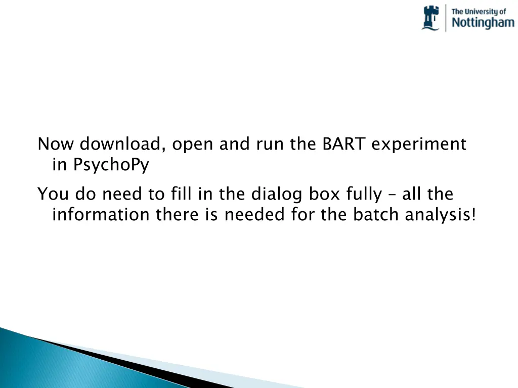 now download open and run the bart experiment