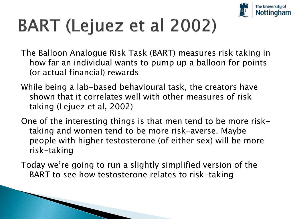 the balloon analogue risk task bart measures risk