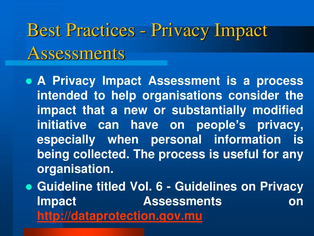 best practices privacy impact assessments