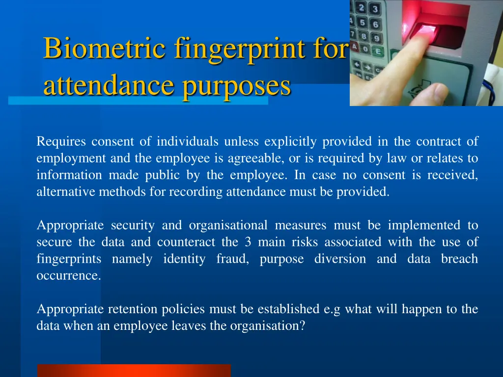 biometric fingerprint for attendance purposes