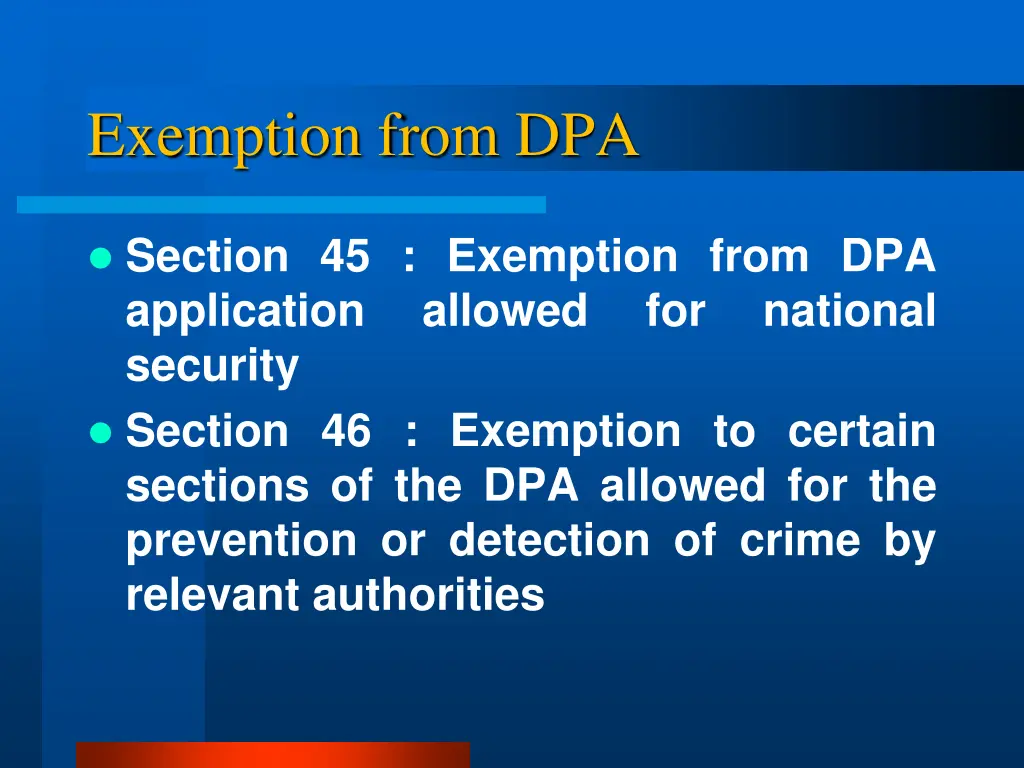 exemption from dpa