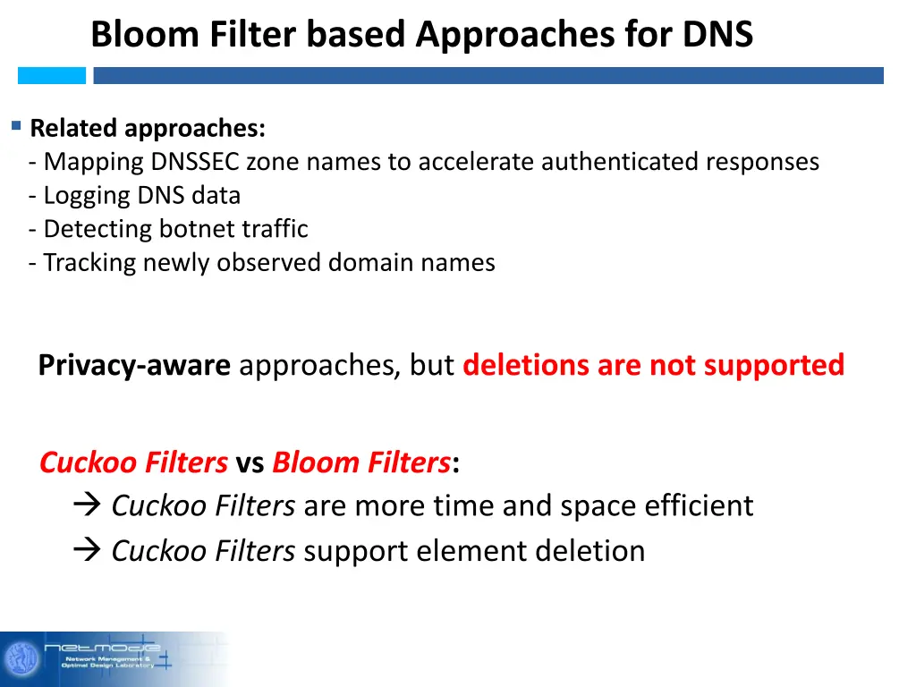 bloom filter based approaches for dns