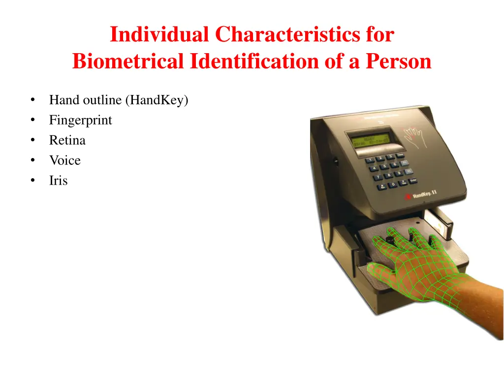 individual characteristics for biometrical