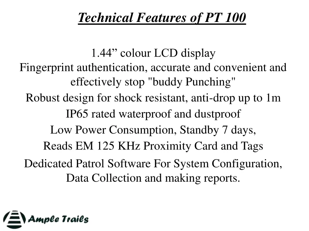 technical features of pt 100