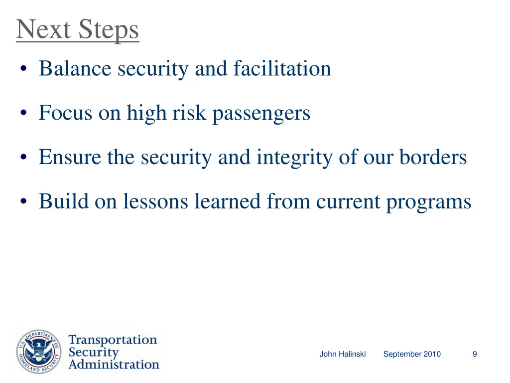 next steps balance security and facilitation