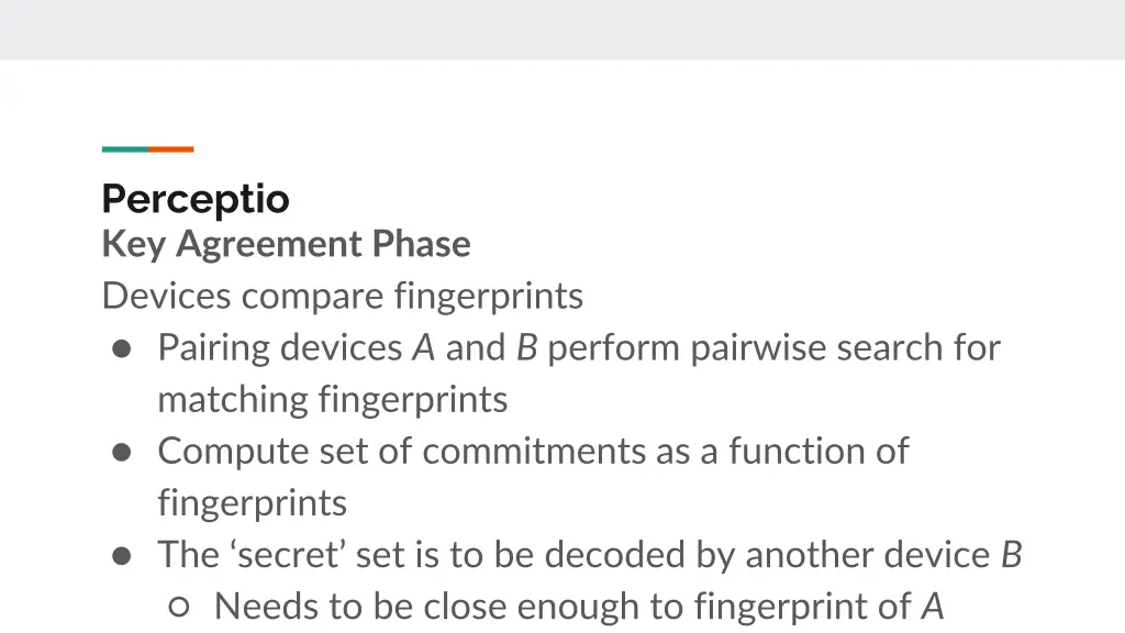 perceptio key agreement phase devices compare