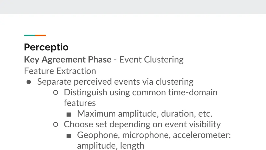 perceptio key agreement phase event clustering