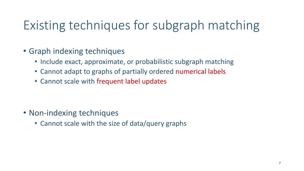 existing techniques for subgraph matching