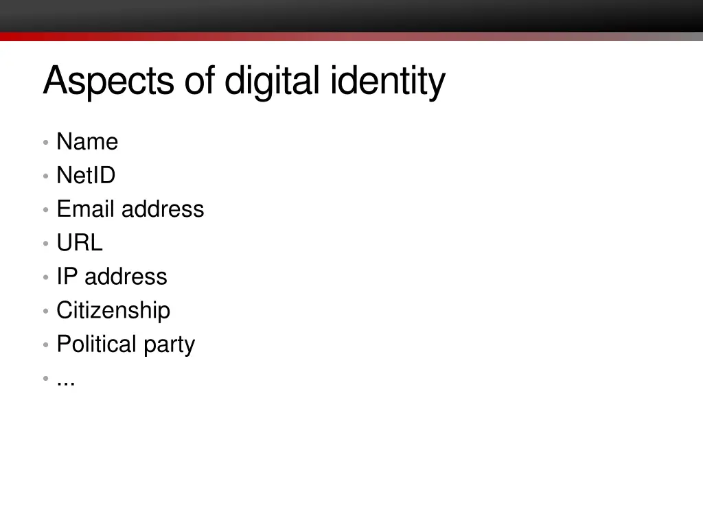 aspects of digital identity