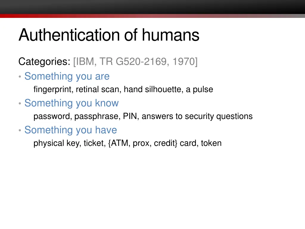 authentication of humans