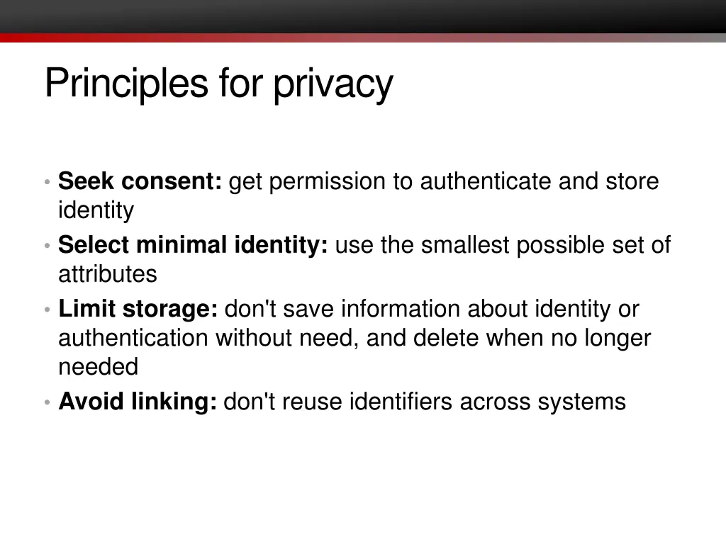 principles for privacy