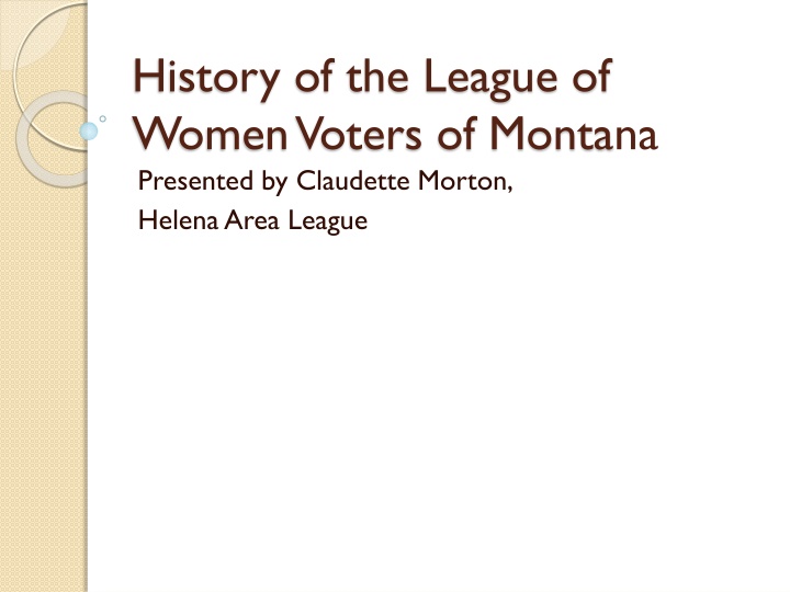 history of the league of women voters of montana