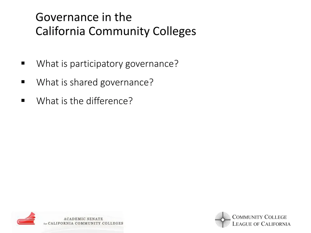 governance in the california community colleges