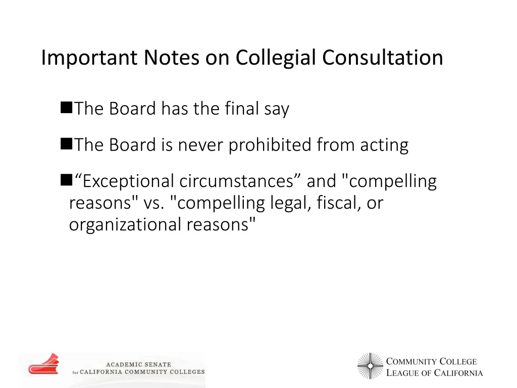 important notes on collegial consultation